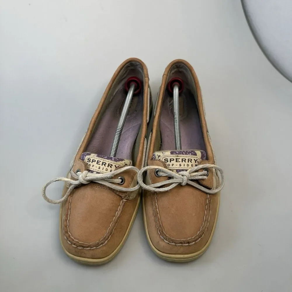 Sperry Boat Shoe Women's Size 10 Brown Purple Leather Casual Comfort Shoes EUC
